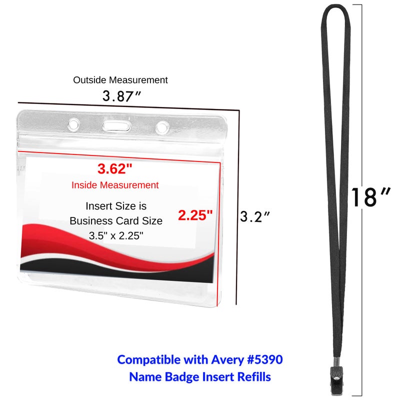 SEE-IT! 330 pcs Make 110 Name Tag Holders with Lanyards and White Insert Cards, Quick Load No Zipper Badge Protector ID Holder Heavy Duty Reusable Business School Church Conference - Image 2